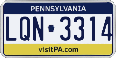 PA license plate LQN3314