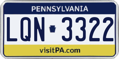 PA license plate LQN3322