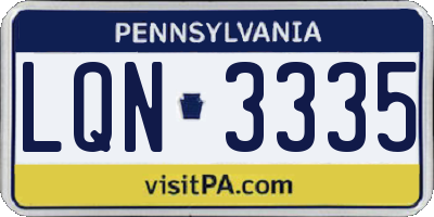 PA license plate LQN3335