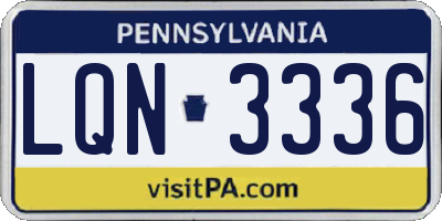 PA license plate LQN3336