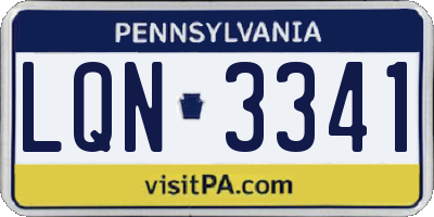PA license plate LQN3341