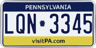 PA license plate LQN3345