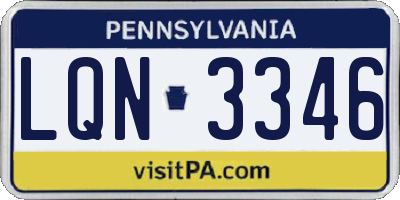 PA license plate LQN3346