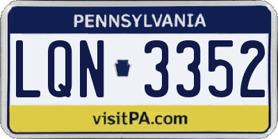 PA license plate LQN3352