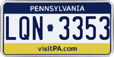 PA license plate LQN3353
