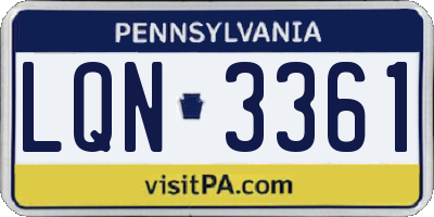 PA license plate LQN3361