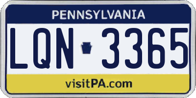 PA license plate LQN3365