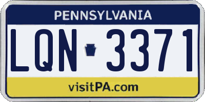 PA license plate LQN3371