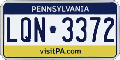 PA license plate LQN3372