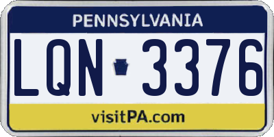 PA license plate LQN3376