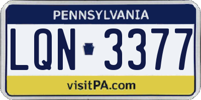 PA license plate LQN3377