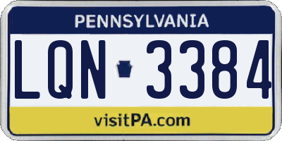 PA license plate LQN3384