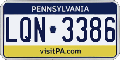 PA license plate LQN3386