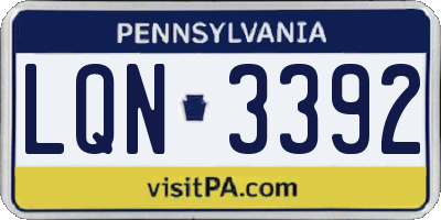 PA license plate LQN3392