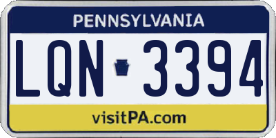 PA license plate LQN3394