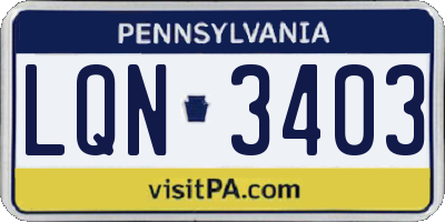 PA license plate LQN3403
