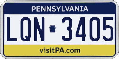 PA license plate LQN3405