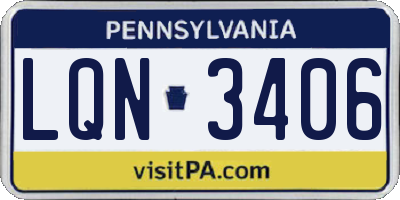 PA license plate LQN3406