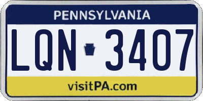 PA license plate LQN3407