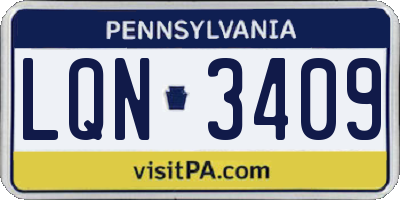 PA license plate LQN3409