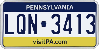 PA license plate LQN3413