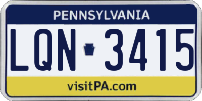 PA license plate LQN3415