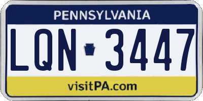PA license plate LQN3447
