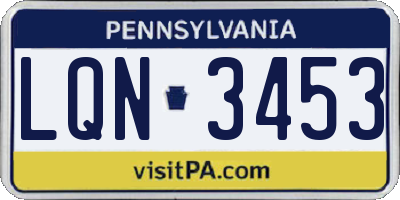PA license plate LQN3453