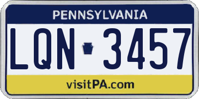 PA license plate LQN3457