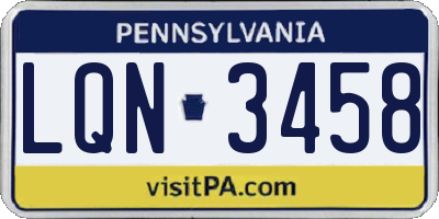PA license plate LQN3458