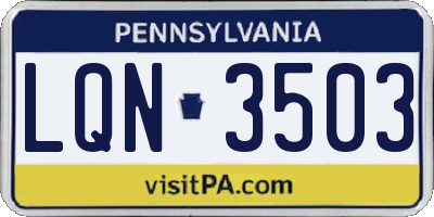 PA license plate LQN3503