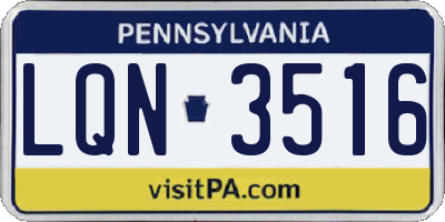 PA license plate LQN3516