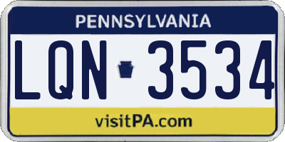 PA license plate LQN3534