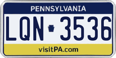 PA license plate LQN3536