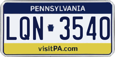PA license plate LQN3540