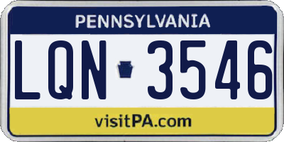 PA license plate LQN3546