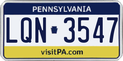 PA license plate LQN3547