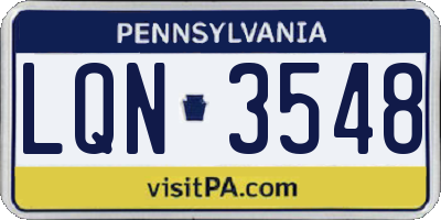 PA license plate LQN3548