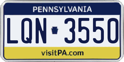PA license plate LQN3550