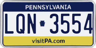 PA license plate LQN3554