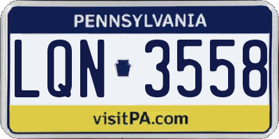 PA license plate LQN3558