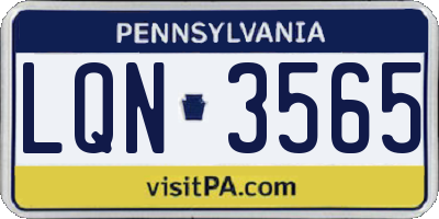 PA license plate LQN3565