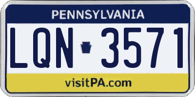 PA license plate LQN3571