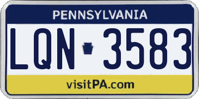 PA license plate LQN3583