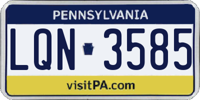 PA license plate LQN3585
