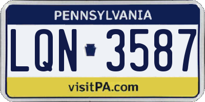 PA license plate LQN3587