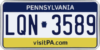 PA license plate LQN3589