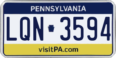 PA license plate LQN3594