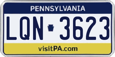 PA license plate LQN3623