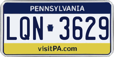 PA license plate LQN3629